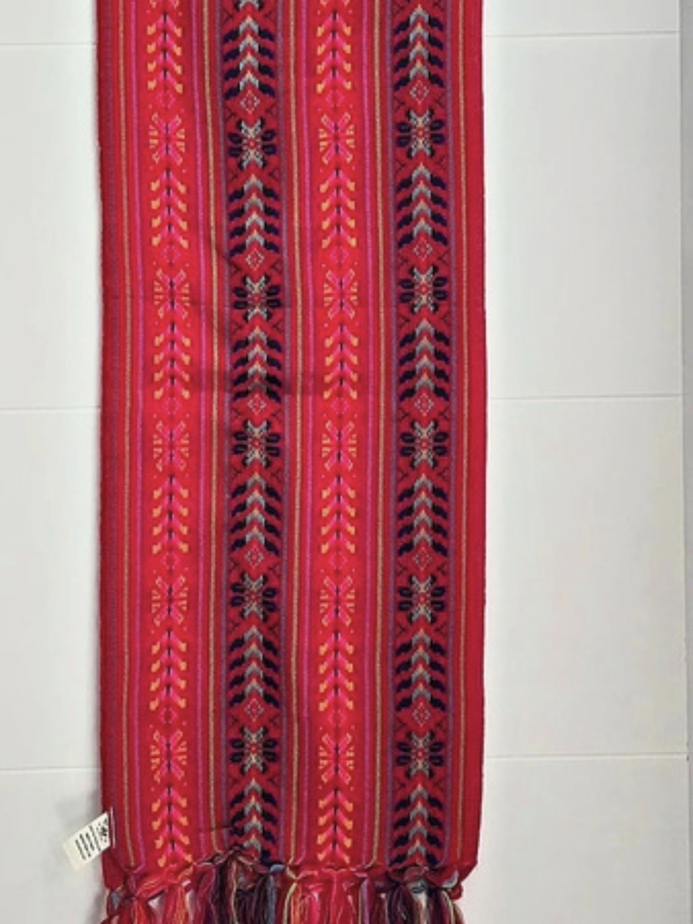 Del Mex Hot Pink Woven Mexican Rebozo Table Runner Scarf 14x80